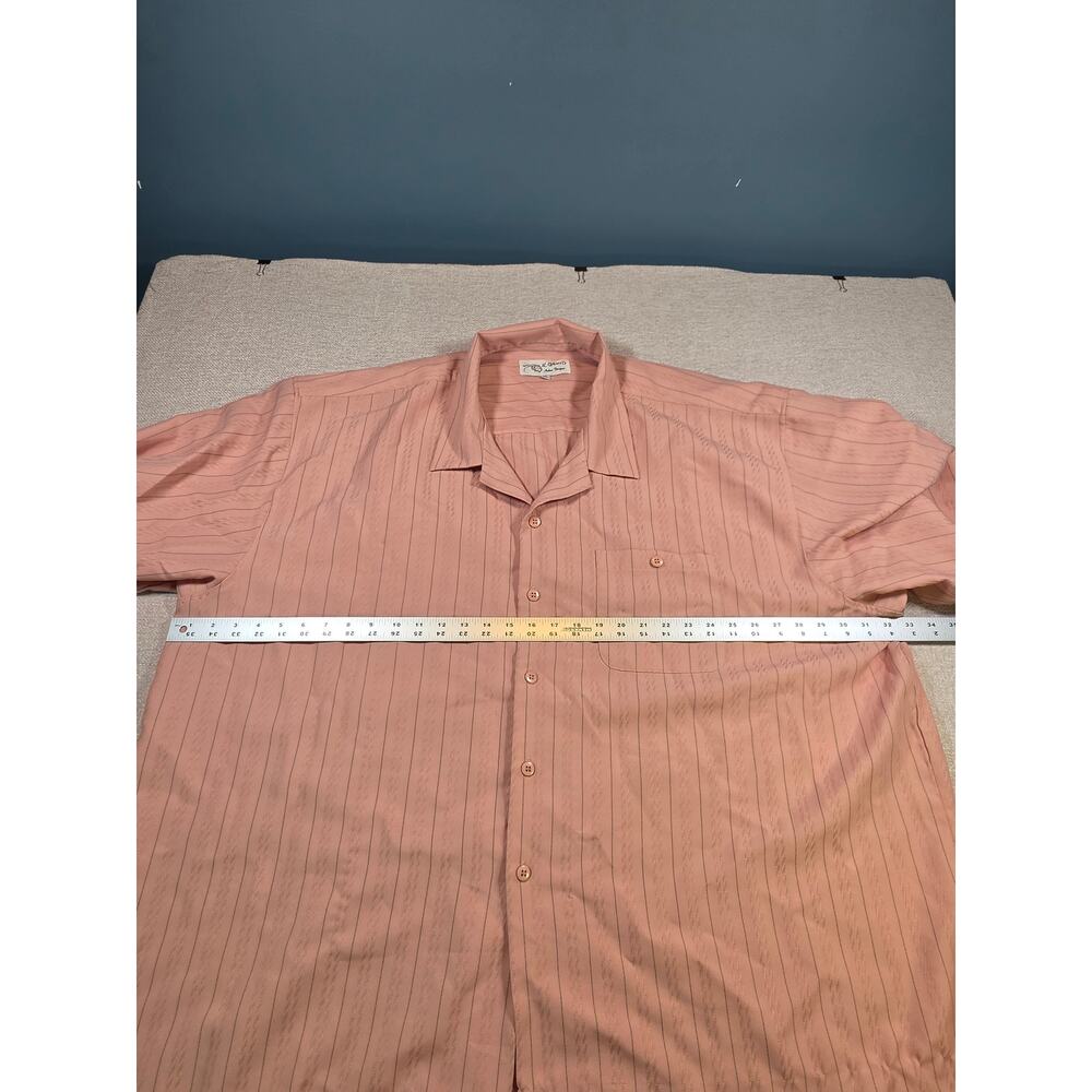 Il Canto Shirt 5XL Salmon Pink Striped Textured Camp Collar Button Up Casual - Picture 3 of 6